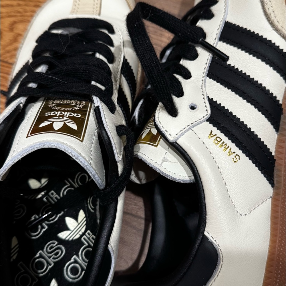 Adidas Black and White Logo Sneakers— women’s size 6.5